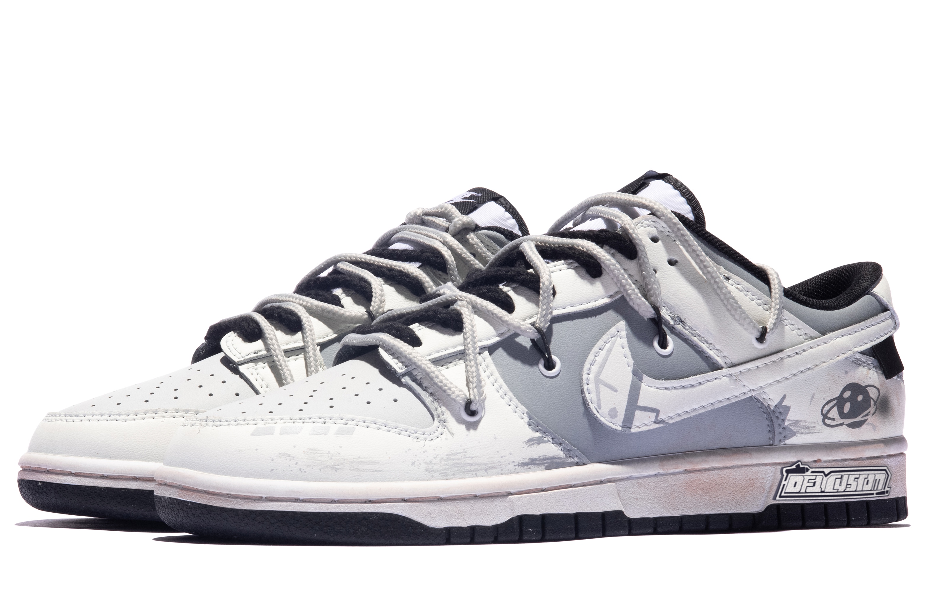 Lookbook [Kasut Custom] Nike Custom x Dunk Low 'Da Vinci Putih Kelabu' DD1391-100(TeamM-男款太空速度S-BOX)