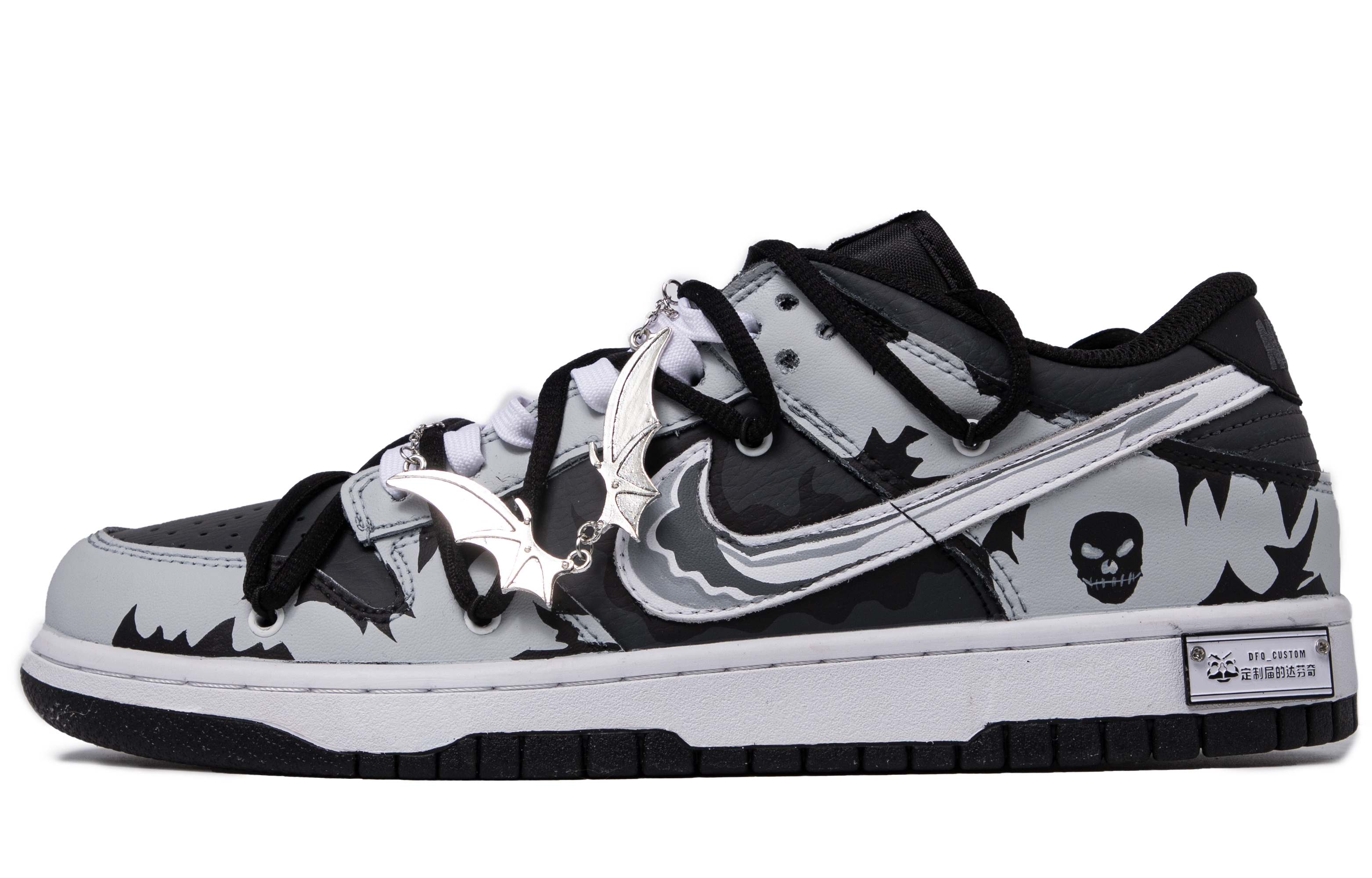 Buy 【訂製球鞋】 Nike Dunk Low 達文西訂製 血族 撞色 骷髏 蝙蝠 鐮刀 低幫 板鞋 男款 灰白銀