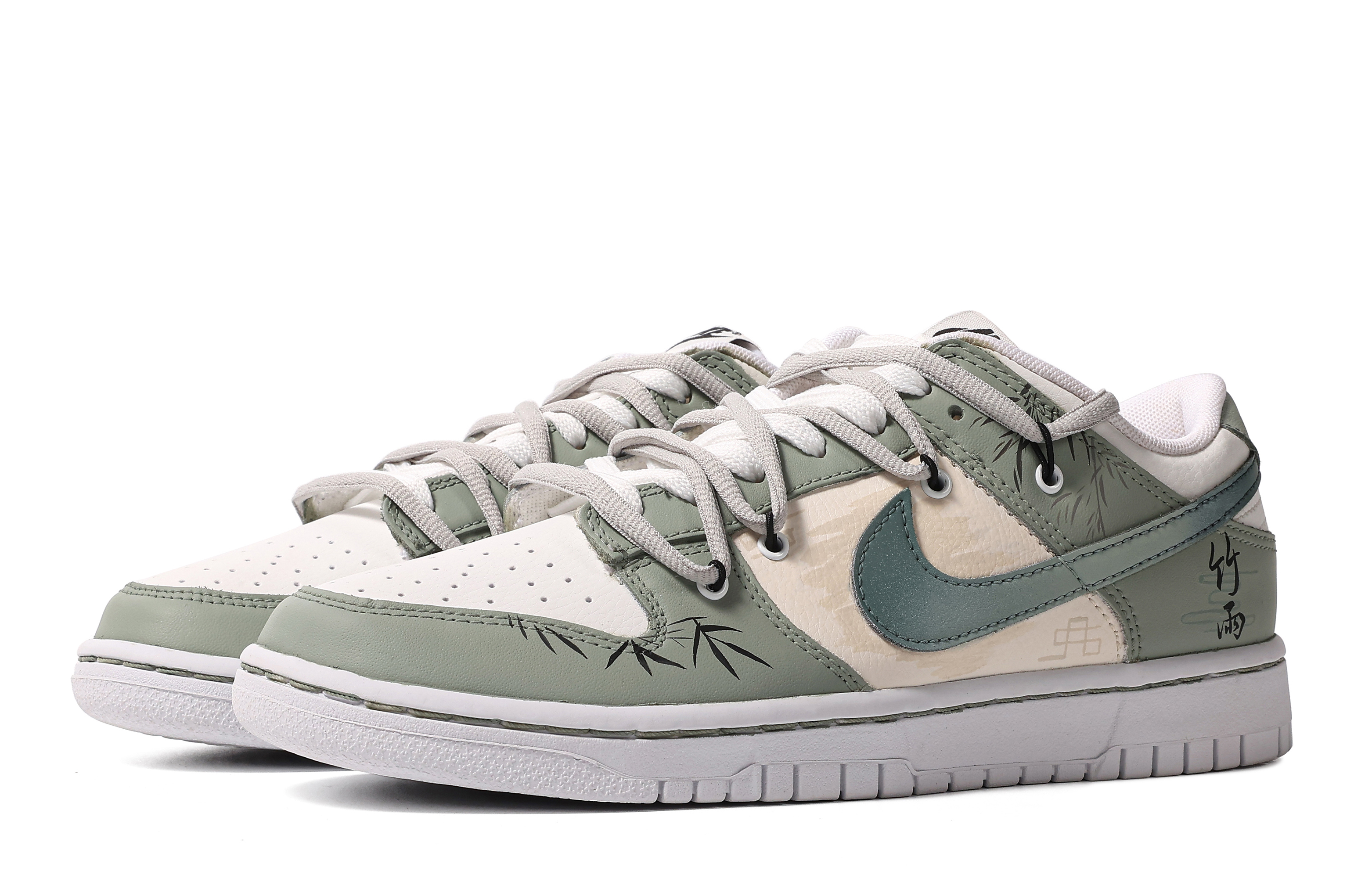Lookbook 【定制鞋】耐克定制 x Dunk 低帮 '墨竹书法' DH9765-100(TeamM-女款墨韵青竹S-BOX)