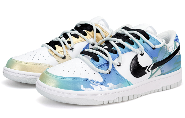 Lookbook [Nike定制鞋] Custom x Dunk Low 'Jett解构白-蓝-金-灰' DV0831-101(TeamNine-弃王遗思解构)