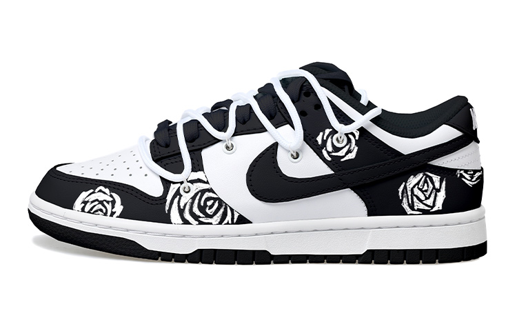 Buy [Shoes Custom] Nike Custom x Dunk Low 'Rose Deconstructed - Hitam Putih' DH9765-002(Team拾玖-黑白玫瑰女S-BOX)