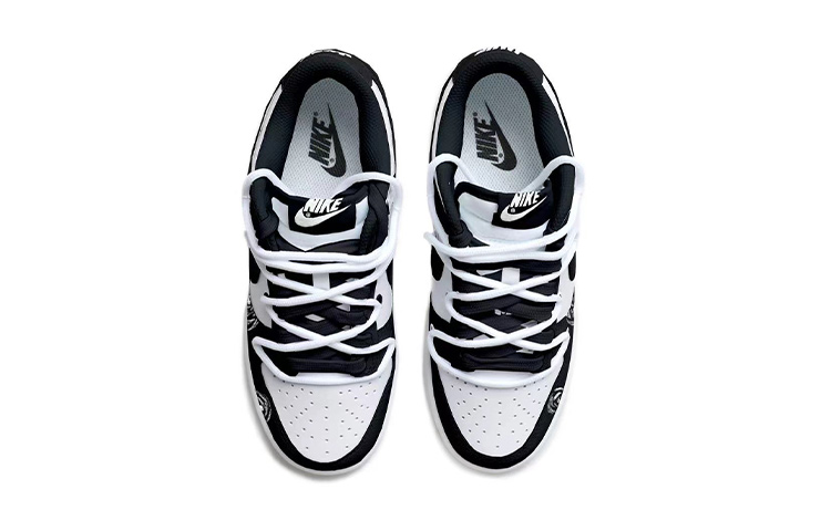 Shop [Shoes Custom] Nike Custom x Dunk Low 'Rose Deconstructed - Hitam Putih' DH9765-002(Team拾玖-黑白玫瑰女S-BOX)