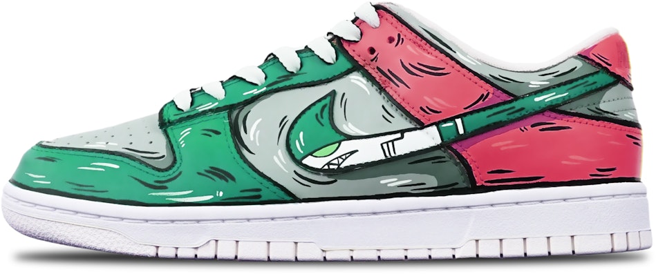 【定制球鞋】 Nike Dunk Low 二次元線條 鯊魚導彈 手繪 限量特殊鞋盒 低幫 板鞋 GS 灰綠紅 Buy 【定制球鞋】 Nike Dunk Low 二次元線條 鯊魚導彈 手繪 限量特殊鞋盒 低幫 板鞋 GS 灰綠紅