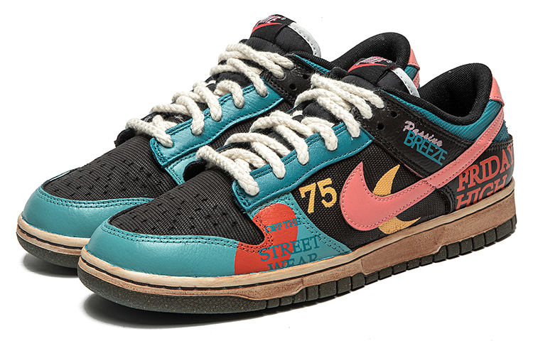 Lookbook 【客製化球鞋】Nike Dunk Low 野鶴製造 復古未來系列 塗鴉風 賽博朋客 耐磨 低筒 板鞋 男款 黑紅 特別禮盒版