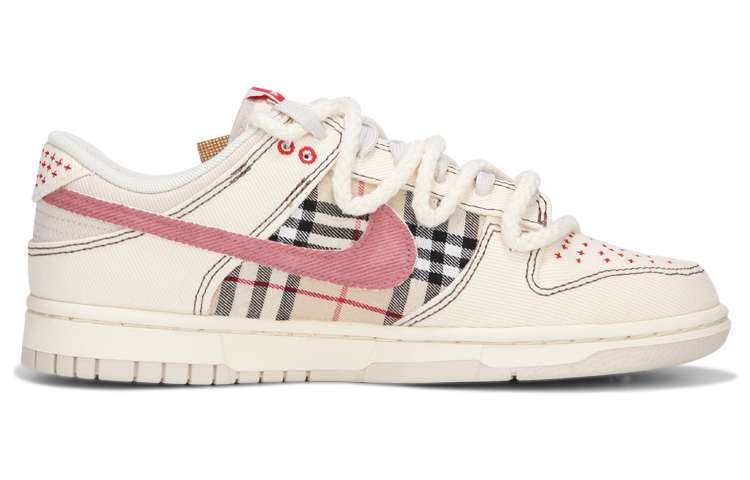 Order 【定製球鞋】Nike 解構綁帶 氧化做舊 格子 高級 復古 休閒 低幫 板鞋 男女同款 米色