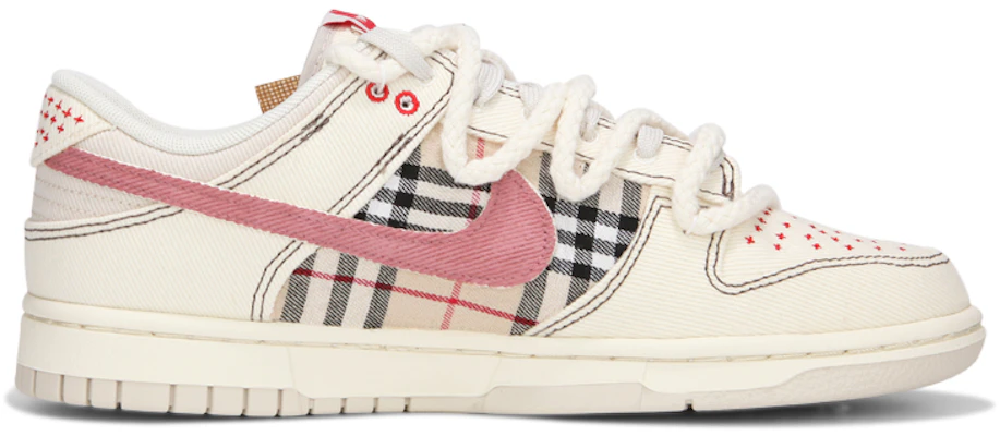 【定製球鞋】Nike 解構綁帶 氧化做舊 格子 高級 復古 休閒 低幫 板鞋 男女同款 米色 Order 【定製球鞋】Nike 解構綁帶 氧化做舊 格子 高級 復古 休閒 低幫 板鞋 男女同款 米色