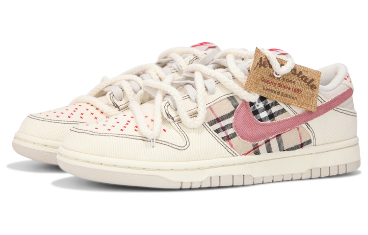 Lookbook 【定製球鞋】Nike 解構綁帶 氧化做舊 格子 高級 復古 休閒 低幫 板鞋 男女同款 米色