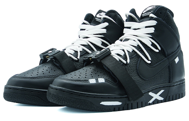 Lookbook 【定制球鞋】耐吉 Dunk High 1985 哑光 解構 機能風 機械風 暗黑 VIBE 塗鴉 簡約 高幫 板鞋 男女同款 黑白