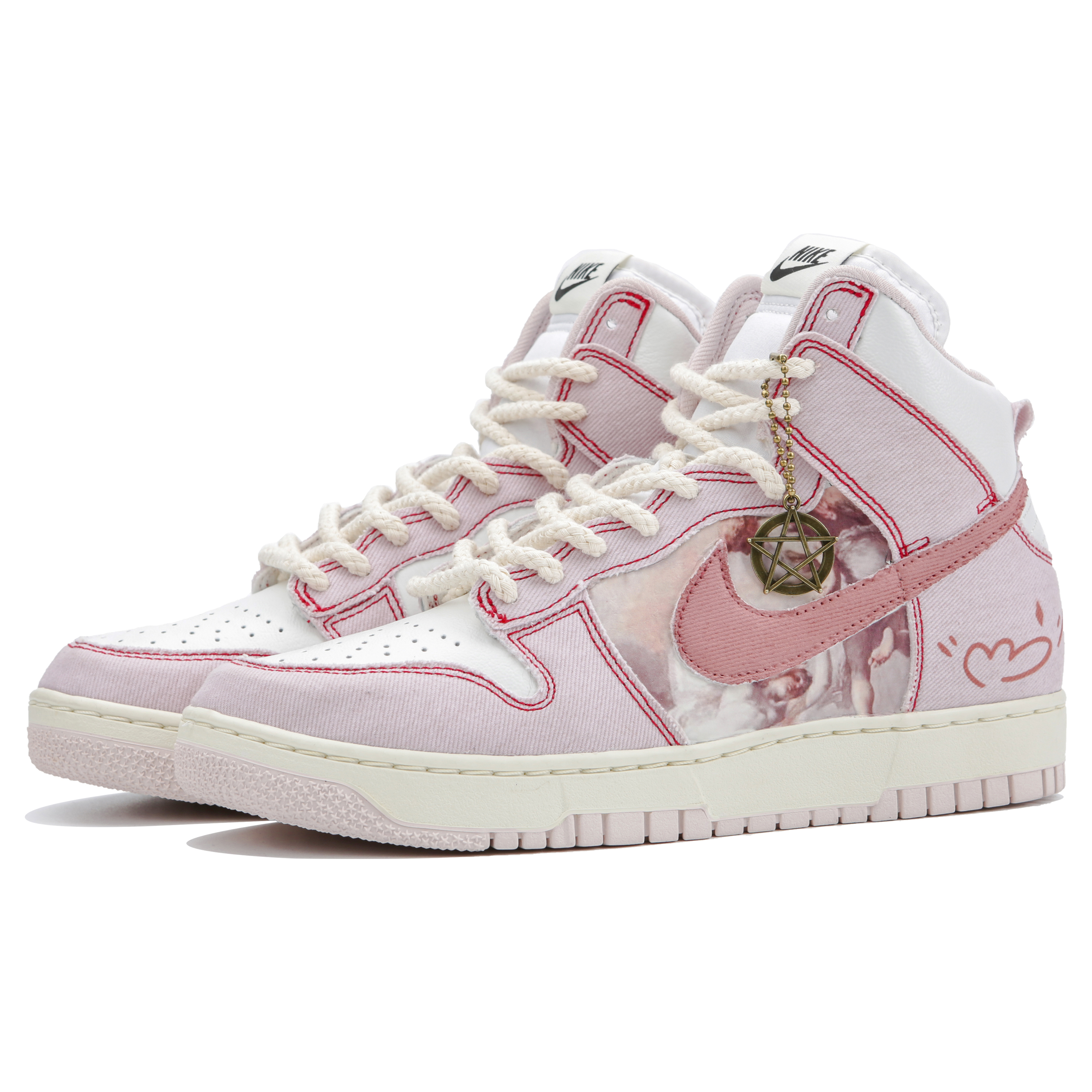 Lookbook [Zapatillas Personalizadas] Nike Dunk High 1985 'Renacimiento Rosa Ángel' DQ8799-100(Team4-男女款粉色天使)