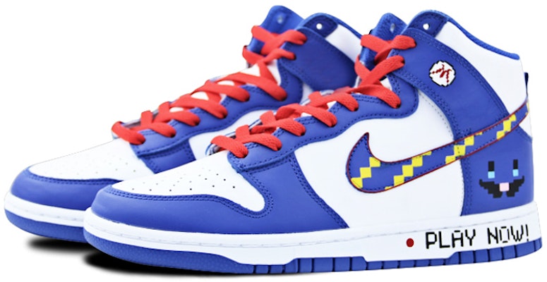 【訂製球鞋】Nike Dunk High 電玩像素 遊戲 高幫 板鞋 男女同款 白藍紅 Lookbook 【訂製球鞋】Nike Dunk High 電玩像素 遊戲 高幫 板鞋 男女同款 白藍紅