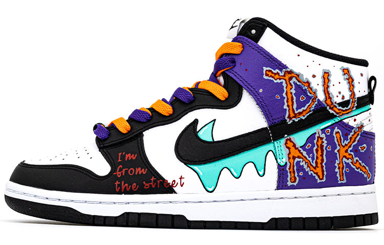 [Custom Shoes] Nike Dunk High 'Black Purple Graffiti'