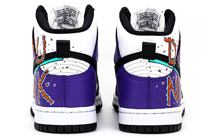 Shop 【訂製球鞋】Nike Dunk High 美式 街頭 英文 塗鴉 嘻哈 流體 復古 休閒 高筒 板鞋 男款 黑紫