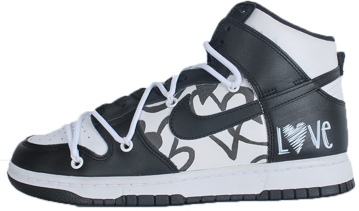 custom-shoes-nike-dunk-high-black-white-love