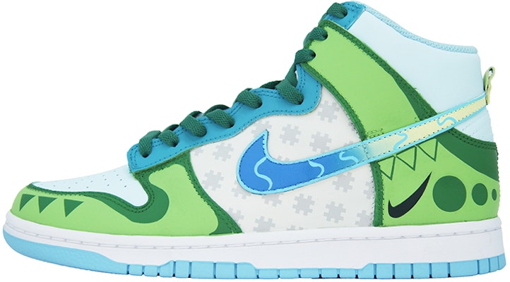 【客製化球鞋】Nike Dunk 復古小恐龍 特殊鞋盒 耐磨輕便防滑 高筒 滑板鞋 男款 藍綠 Order 【客製化球鞋】Nike Dunk 復古小恐龍 特殊鞋盒 耐磨輕便防滑 高筒 滑板鞋 男款 藍綠