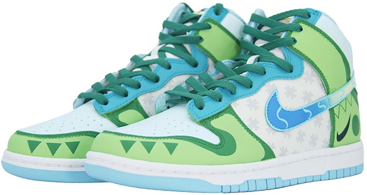 【客製化球鞋】Nike Dunk 復古小恐龍 特殊鞋盒 耐磨輕便防滑 高筒 滑板鞋 男款 藍綠 Shop 【客製化球鞋】Nike Dunk 復古小恐龍 特殊鞋盒 耐磨輕便防滑 高筒 滑板鞋 男款 藍綠
