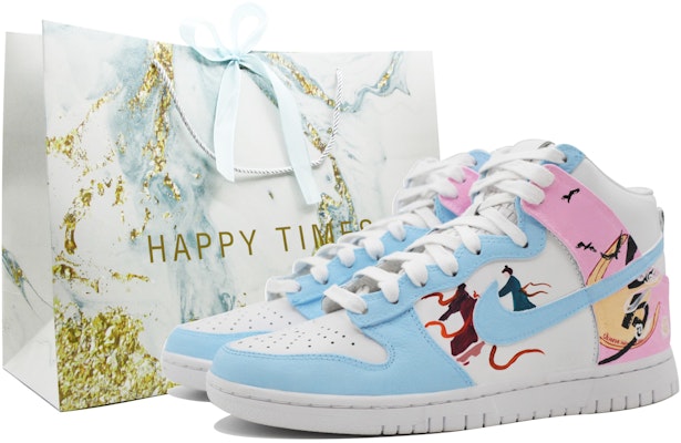 【訂製球鞋】Nike Dunk High 國風 休閒百搭 防滑耐磨 高筒 板鞋 男女同款 藍粉 Buy 【訂製球鞋】Nike Dunk High 國風 休閒百搭 防滑耐磨 高筒 板鞋 男女同款 藍粉