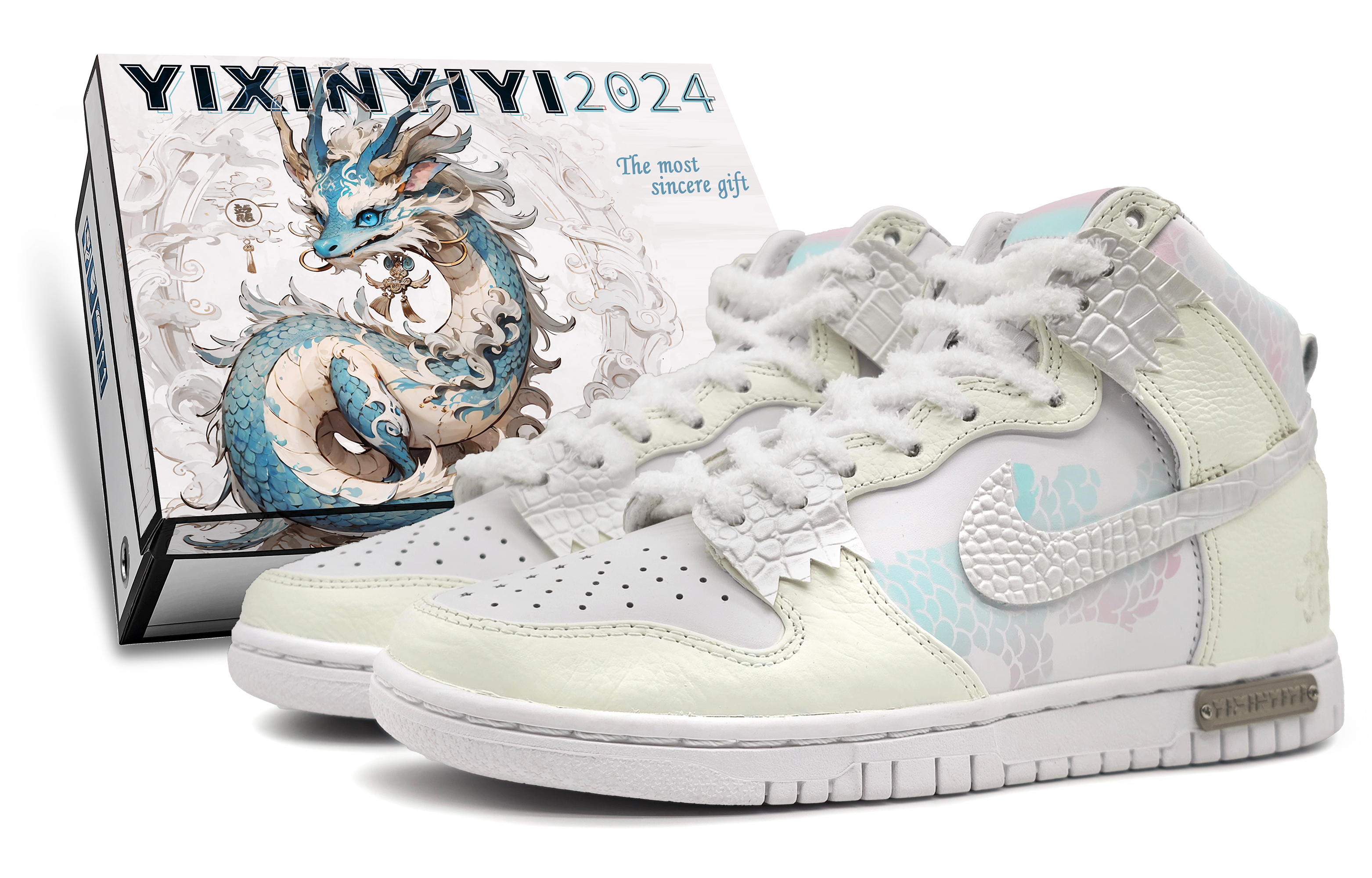 Buy 나이키 덩크 하이 '용의 해' 커스텀 (Nike Dunk High '용의 해' Custom) DO2321-111(Team16-龙潜云渊黄青BOX)