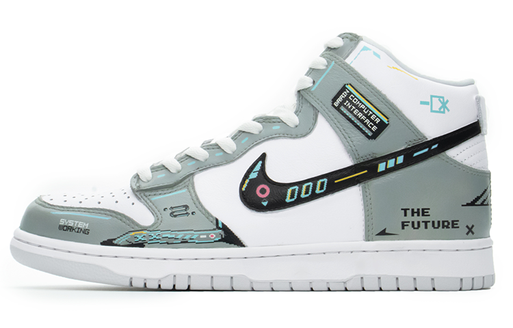 Buy 【定制球鞋】 Nike Dunk High fzbb 爆款回歸定制 賽博朋克 未來遊戲 頭號玩家 機能像素 高幫 板鞋 男款 電玩灰