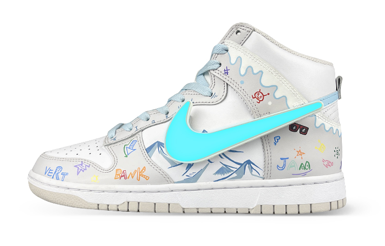 Order 【カスタムシューズ】ナイキ ダンク ハイ 'サイバーパンク スノーグラフィティ' DD1399-100(Team叁-男款LED高帮雪山)