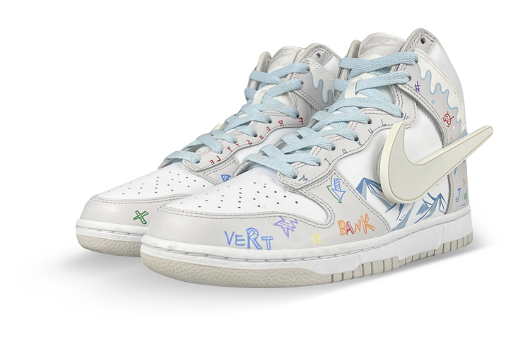 Shop 【カスタムシューズ】ナイキ ダンク ハイ 'サイバーパンク スノーグラフィティ' DD1399-100(Team叁-男款LED高帮雪山)