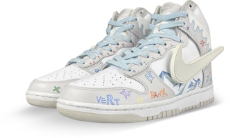 【定製球鞋】Nike Dunk High 是在玩鞋 賽博朋克LED勾 雪山塗鴉 高幫 板鞋 男款 白藍灰 Shop 【定製球鞋】Nike Dunk High 是在玩鞋 賽博朋克LED勾 雪山塗鴉 高幫 板鞋 男款 白藍灰