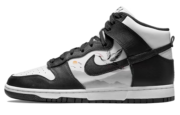 Buy [Sepatu Kustom] Nike Dunk High 'Eastern Crane Hitam-Putih' DD1399-105(Team56-仙鹤松山)