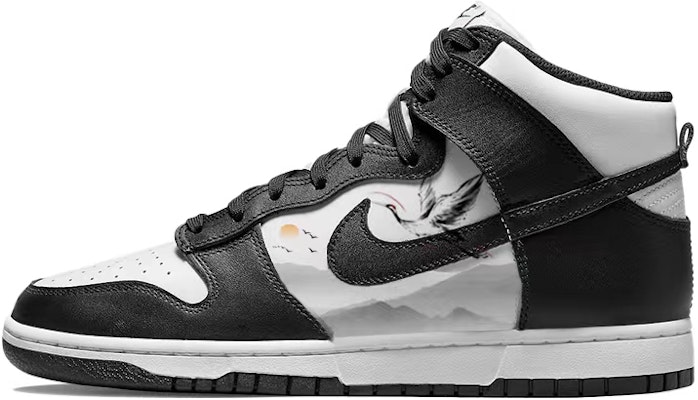 【訂製球鞋】Nike Dunk High 新中風 格局古色 仙鶴松山 日出東山 防滑耐磨 高筒 板鞋 男款 黑白 Buy 【訂製球鞋】Nike Dunk High 新中風 格局古色 仙鶴松山 日出東山 防滑耐磨 高筒 板鞋 男款 黑白