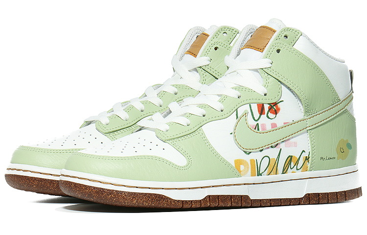 Lookbook 나이키 덩크 하이 '그래피티 레몬 화이트-그린' (커스텀) DQ7680-300(Team10-涂鸦LEMON）