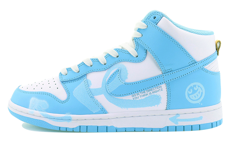 Buy [Zapatos Personalizados] Nike Dunk High 'Graffiti Smiley Blanco Azul' DD1399-401(Team10-涂鸦笑脸)