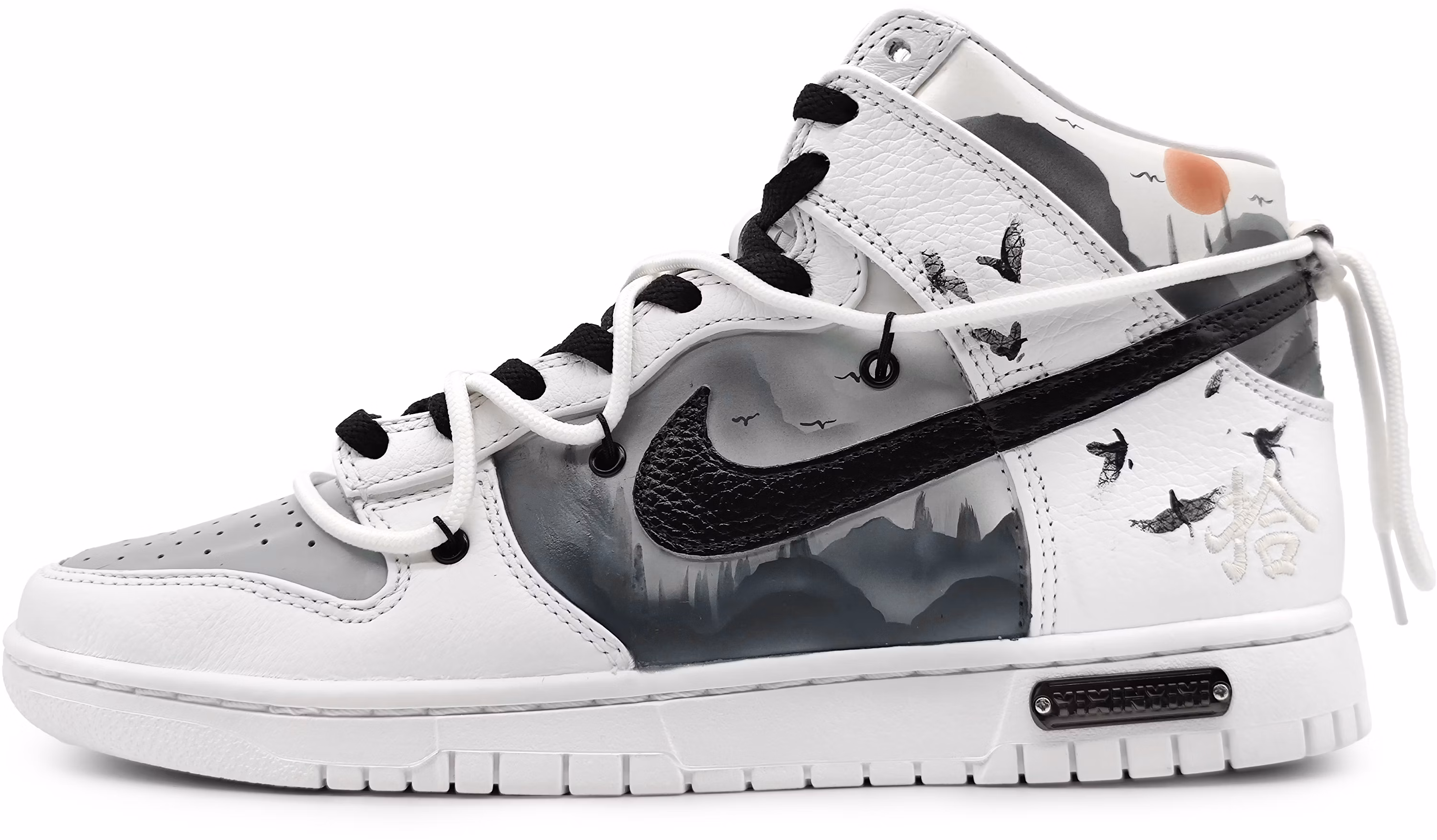 custom-shoes-nike-dunk-high-ink-mountains-and-white-egrets