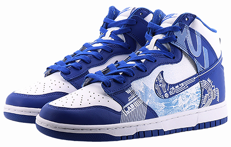 Lookbook [Sepatu Kustom] Nike Dunk High 'Moon Plan Putih-Biru' DD1399-102(Team10--逐月计划）