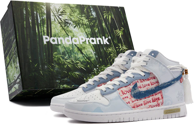 【訂製球鞋】Nike Dunk High 熊貓惡作劇 雲端的愛 高筒 球鞋 男女款 白藍紅 Buy 【訂製球鞋】Nike Dunk High 熊貓惡作劇 雲端的愛 高筒 球鞋 男女款 白藍紅