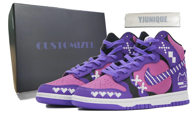 Buy [定制鞋] 耐克Dunk高帮‘粉紫像素’ DV0829-500（TEAM110-电子像素兔SBOX）