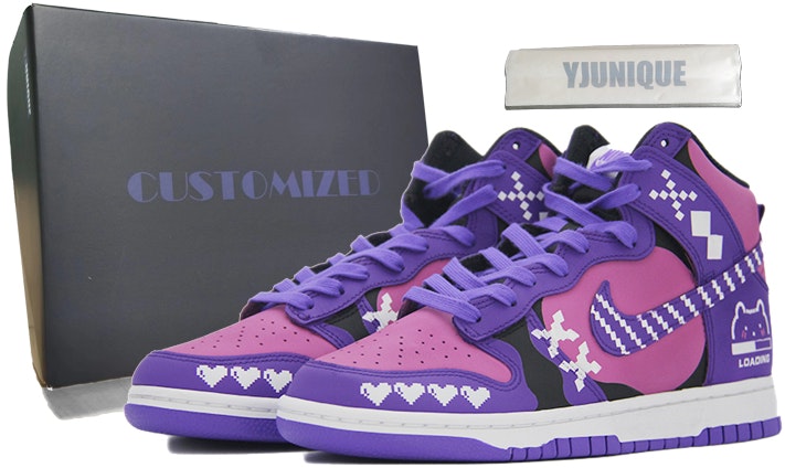 custom-shoes-nike-dunk-high-pink-purple-pixel