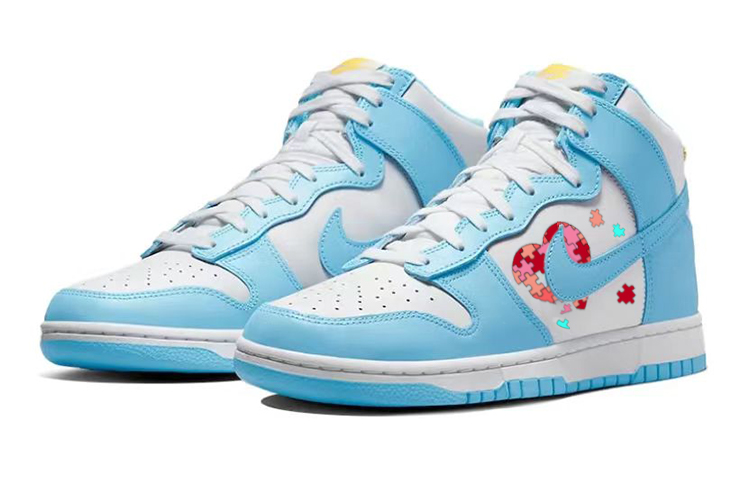 Lookbook [定制鞋款] 耐克Dunk高帮‘像素心蓝’ DD1399-401(Team56-积木爱心)