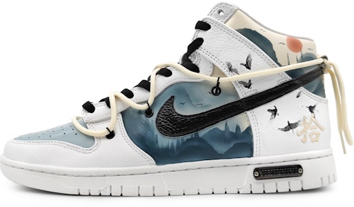 【定制球鞋】Nike Dunk High「拾」水墨丹青 青山飛鳥 江湖古風 國風國潮 高幫 板鞋 男女同款 白藍灰 Buy 【定制球鞋】Nike Dunk High「拾」水墨丹青 青山飛鳥 江湖古風 國風國潮 高幫 板鞋 男女同款 白藍灰