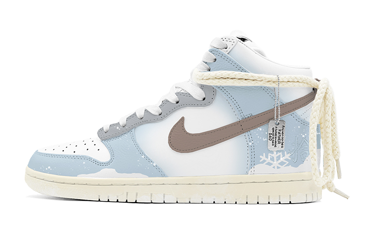 Order [Zapatos Personalizados] Nike Dunk High 'Romance Nevado Azul Blanco' DO2321-111(TeamS-复古麻绳雪花S-BOX)