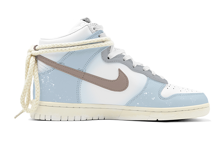 Lookbook [Zapatos Personalizados] Nike Dunk High 'Romance Nevado Azul Blanco' DO2321-111(TeamS-复古麻绳雪花S-BOX)