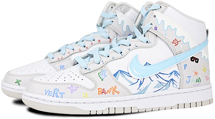 【定制球鞋】 Nike Dunk High “Vast Grey”雪山 滑板 塗鴉 流淌 手繪噴繪 高幫 板鞋 男女同款 灰藍白 Lookbook 【定制球鞋】 Nike Dunk High “Vast Grey”雪山 滑板 塗鴉 流淌 手繪噴繪 高幫 板鞋 男女同款 灰藍白