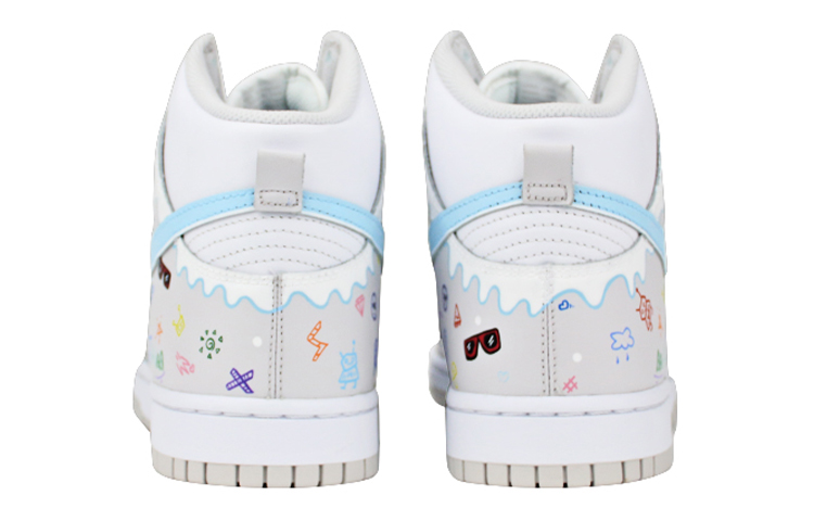 Shop [Kasut Custom] Nike Dunk Tinggi 'Vast Grey Graffiti' DD1399-100(Team-叁男女款手绘喷绘雪山滑板)