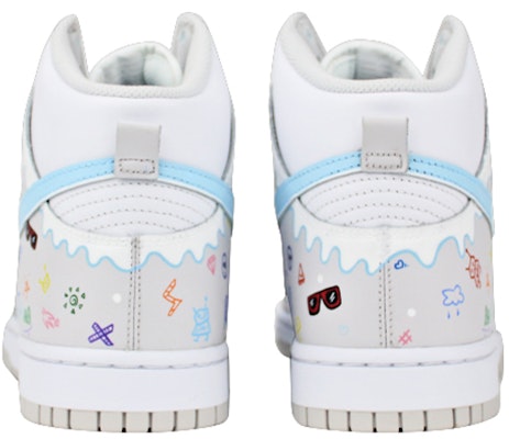 【定制球鞋】 Nike Dunk High “Vast Grey”雪山 滑板 塗鴉 流淌 手繪噴繪 高幫 板鞋 男女同款 灰藍白 Shop 【定制球鞋】 Nike Dunk High “Vast Grey”雪山 滑板 塗鴉 流淌 手繪噴繪 高幫 板鞋 男女同款 灰藍白