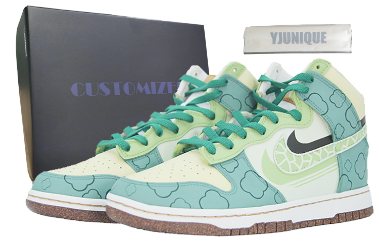 Buy [Sepatu Kustom] Nike Dunk High 'Kuning Hijau Semanggi' DQ7680-300（TEAM110-斑驳四叶草SBOX）