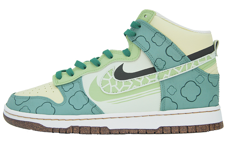 Order [Sepatu Kustom] Nike Dunk High 'Kuning Hijau Semanggi' DQ7680-300（TEAM110-斑驳四叶草SBOX）