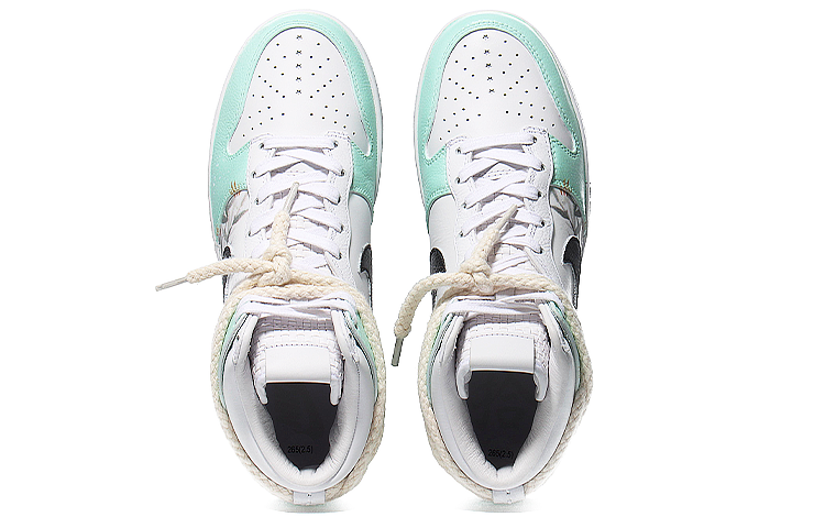 Shop 【定製球鞋】Nike Dunk High Retro 詩意古風 竹林寫意 防滑輕便 高幫 板鞋 男女同款 白綠色