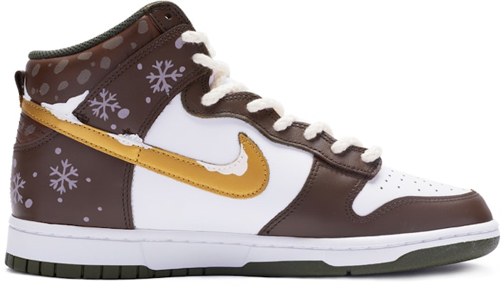 【定制球鞋】Nike Dunk High Retro 雪花 噴繪手繪 聖誕主題定制 高幫 板鞋 男款 白棕 Order 【定制球鞋】Nike Dunk High Retro 雪花 噴繪手繪 聖誕主題定制 高幫 板鞋 男款 白棕