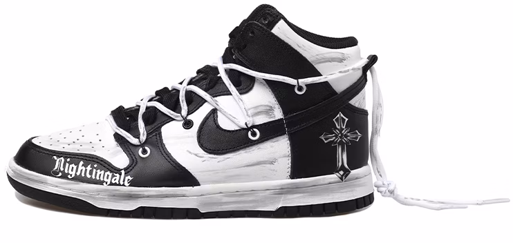 custom-shoes-nike-dunk-high-retro-panda-cross-black-white