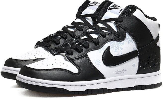【定制球鞋】 Nike Dunk High Retro 冰雪奇緣 雪花圖案氛圍感 潑墨雪景 熊貓 黑標 復古 高幫 板鞋 男款 黑白 Lookbook 【定制球鞋】 Nike Dunk High Retro 冰雪奇緣 雪花圖案氛圍感 潑墨雪景 熊貓 黑標 復古 高幫 板鞋 男款 黑白
