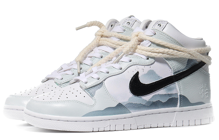 Lookbook 【訂製球鞋】 Nike Dunk High Retro 山河如畫 重山疊嶂 防滑輕便 高幫 板鞋 男女同款 白綠色