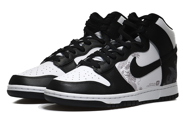 Lookbook 나이키 덩크 하이 레트로 "전통 검흰" (커스텀) DD1399-105(Team10-涅槃重生QD)