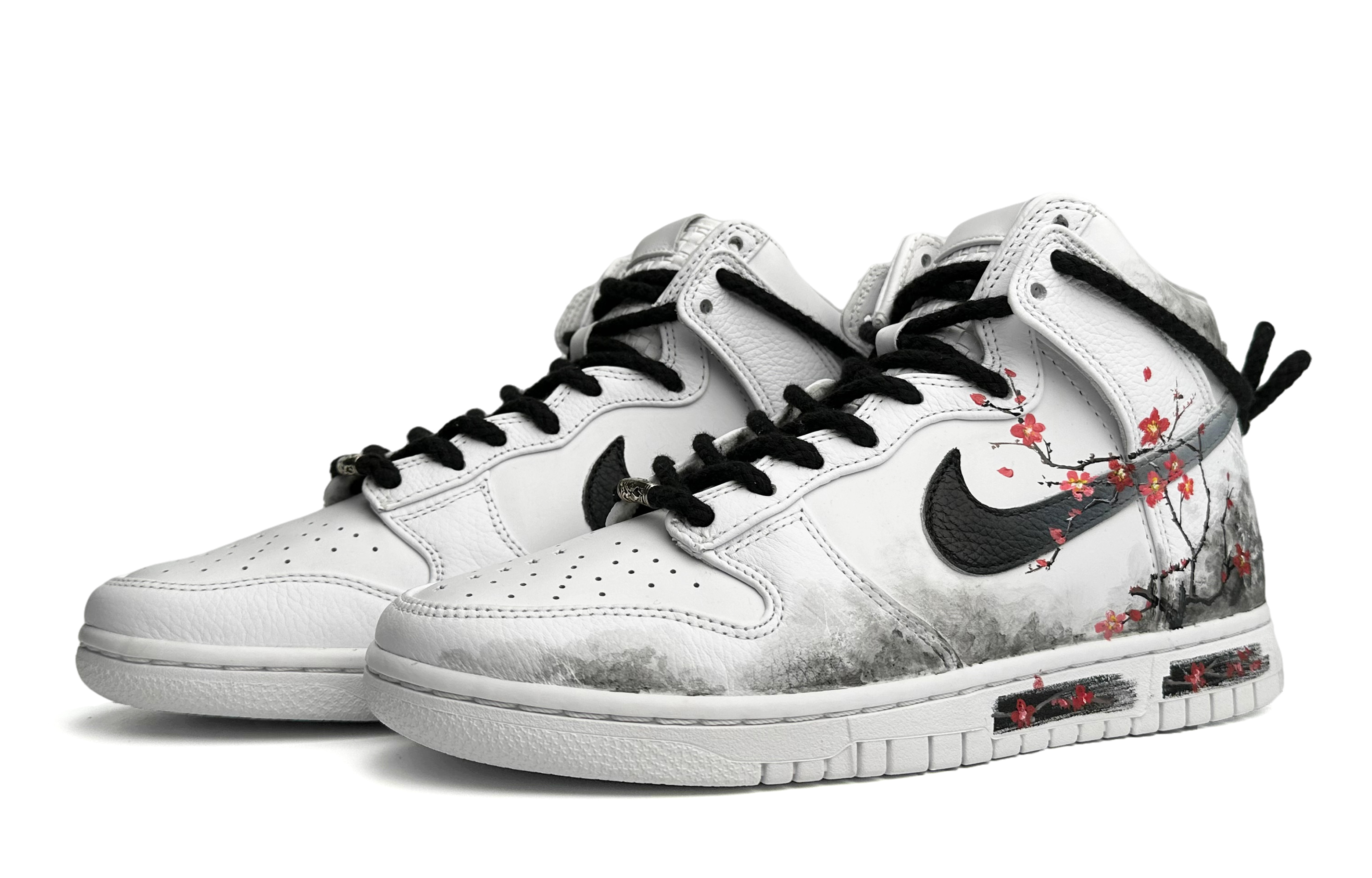 Lookbook Zapatillas Nike Dunk High Retro PRM 'Mei Custom - Pintura China a Mano' DO2321-111(Team11-梅男女同款白黑红)